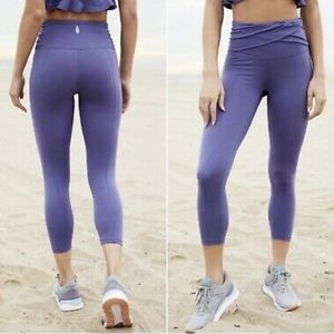 FP Movement Purple Gathered Waist Hang Ten Cropped Legging S